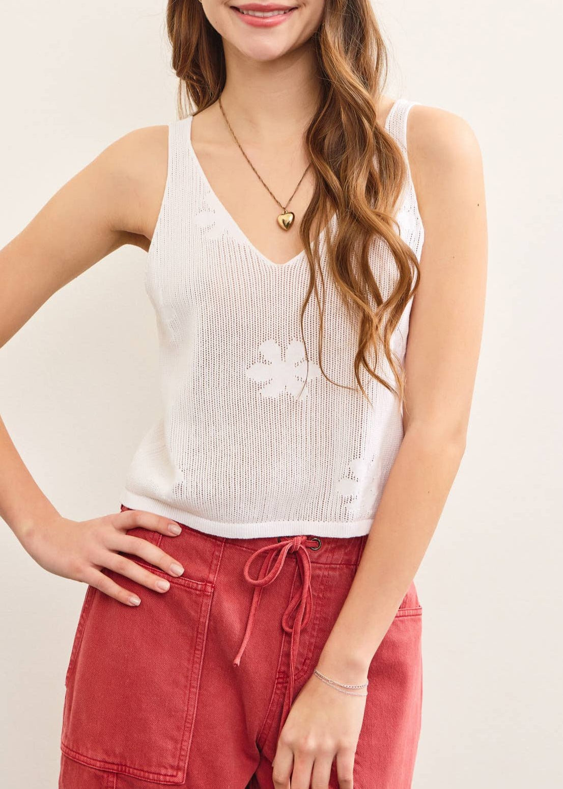 Sandra Knitted Floral Sweater Cami Top - MTT Collective