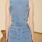 Scalloped Sleeveless Washed Denim Top - MTT Collective