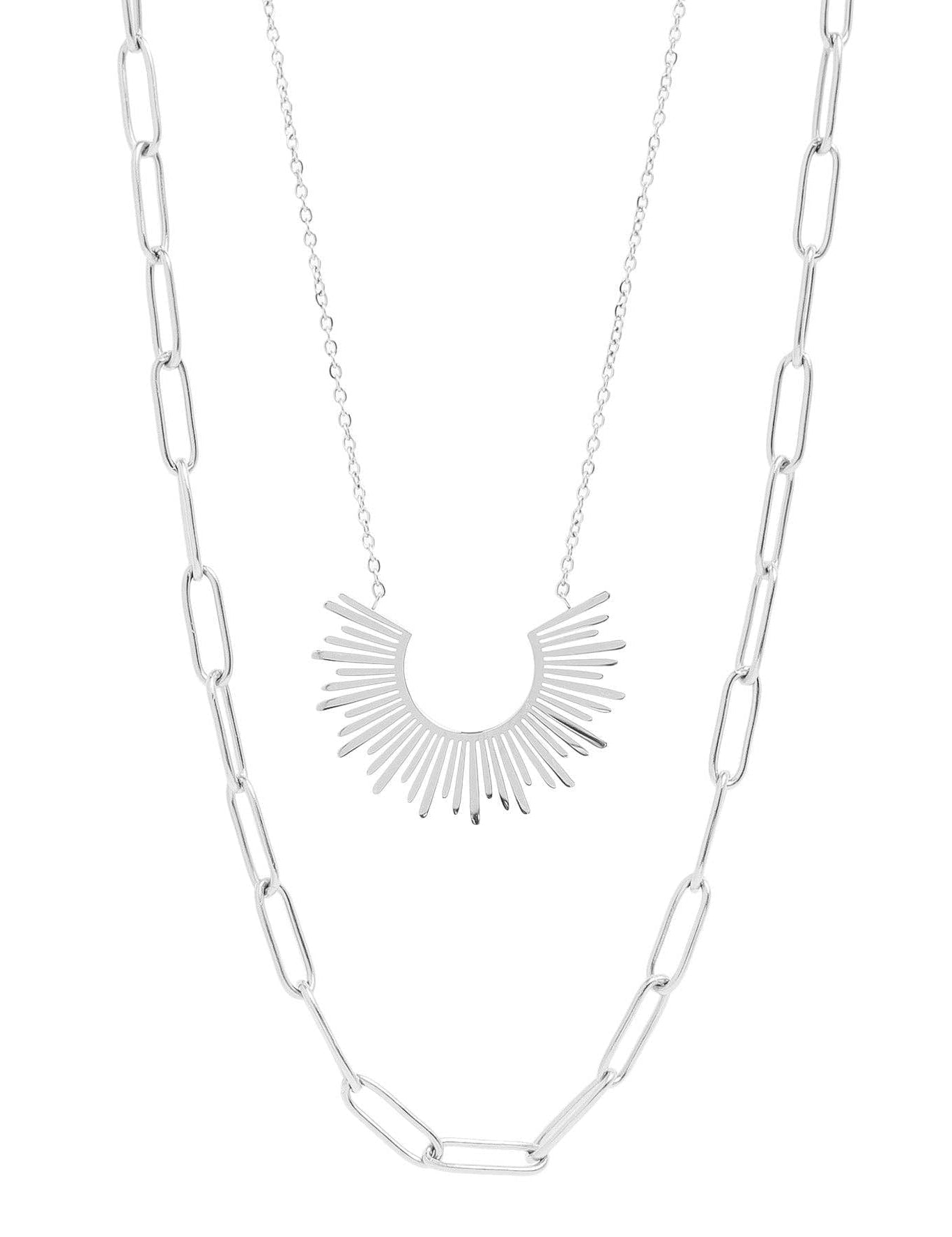 Shelby Layered Paperclip and Loop Chain Charm Necklace - MTT Collective