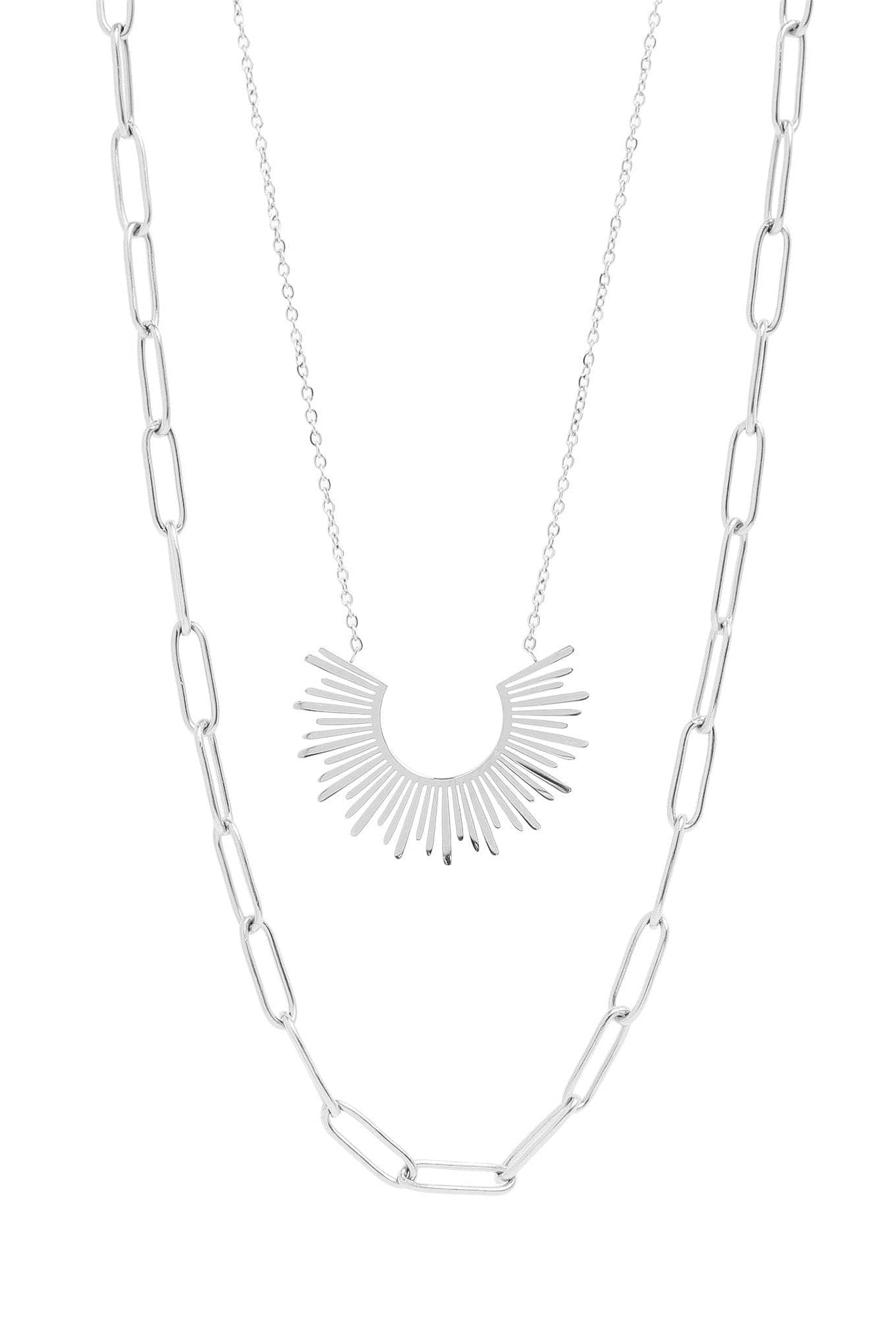 Shelby Layered Paperclip and Loop Chain Charm Necklace - MTT Collective