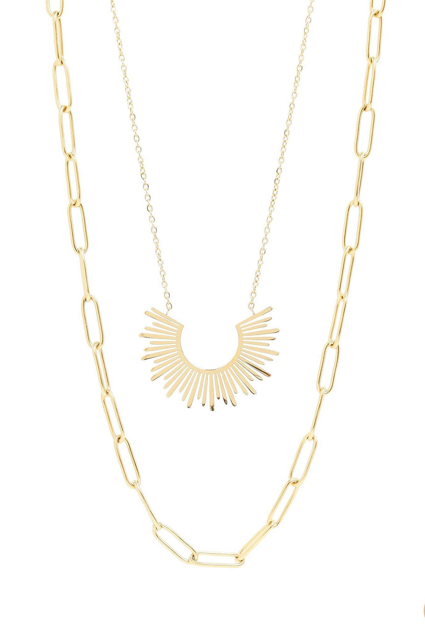 Shelby Layered Paperclip and Loop Chain Charm Necklace - MTT Collective