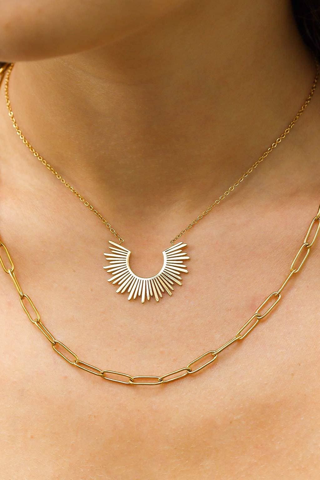 Shelby Layered Paperclip and Loop Chain Charm Necklace - MTT Collective