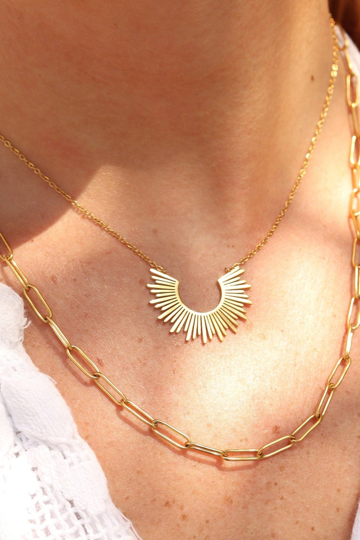 Shelby Layered Paperclip and Loop Chain Charm Necklace - MTT Collective