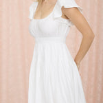 Shirred Flounce Sleeve Mini Dress - MTT Collective
