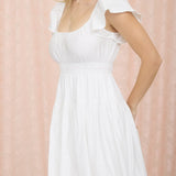 Shirred Flounce Sleeve Mini Dress - MTT Collective