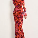 Sienna Off - Shoulder Mesh Long - Sleeve Midi Dress - MTT Collective