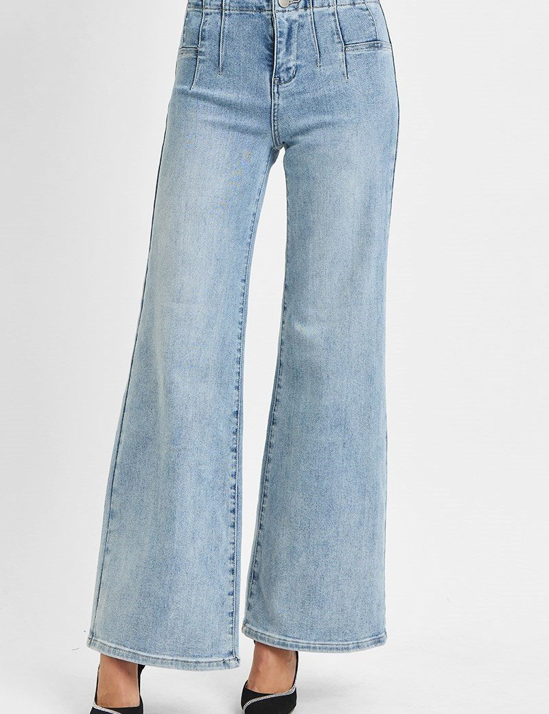 Sierra High - Rise Dart Waist Wide - Leg Jeans - MTT Collective