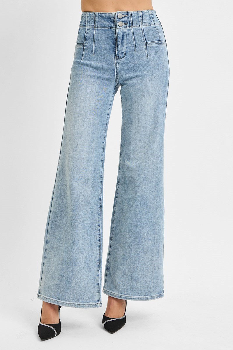 Sierra High - Rise Dart Waist Wide - Leg Jeans - MTT Collective