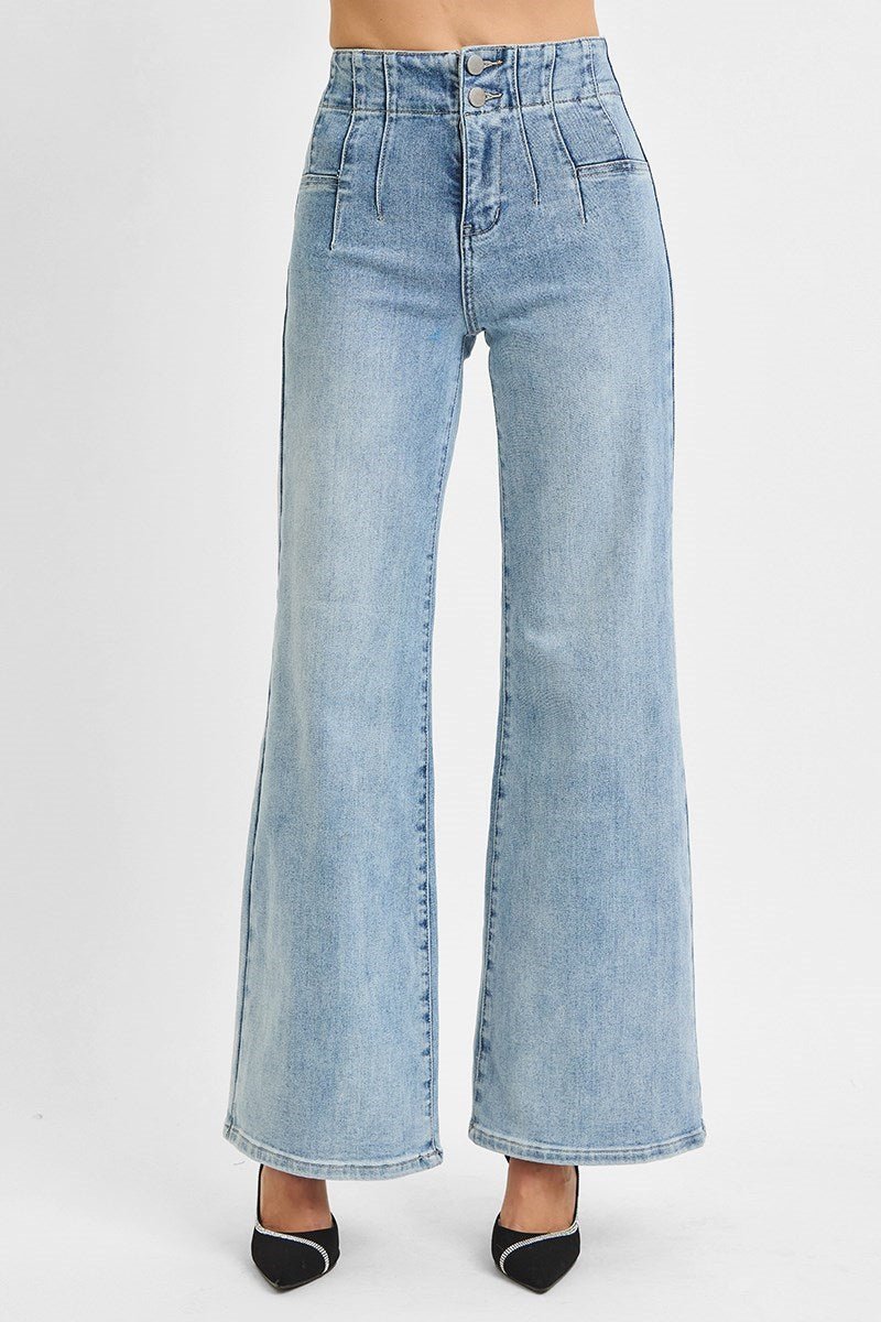 Sierra High - Rise Dart Waist Wide - Leg Jeans - MTT Collective