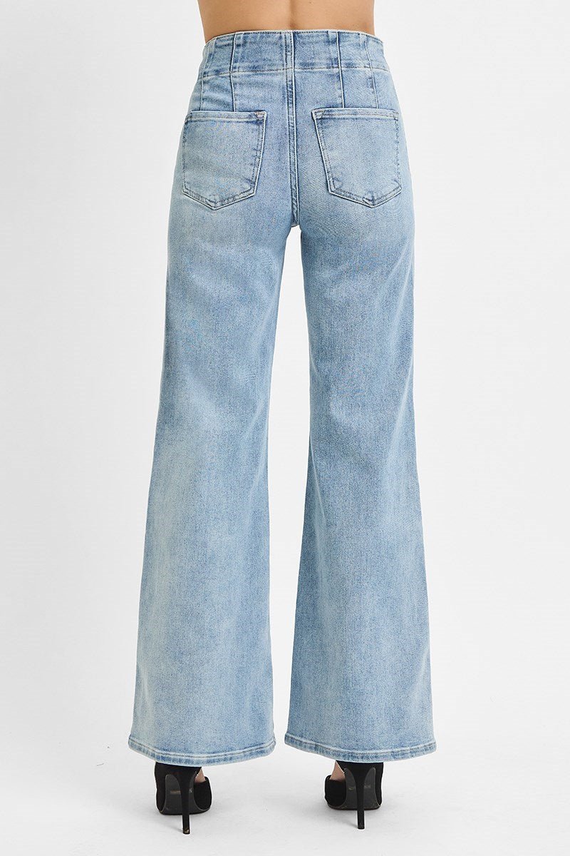 Sierra High - Rise Dart Waist Wide - Leg Jeans - MTT Collective
