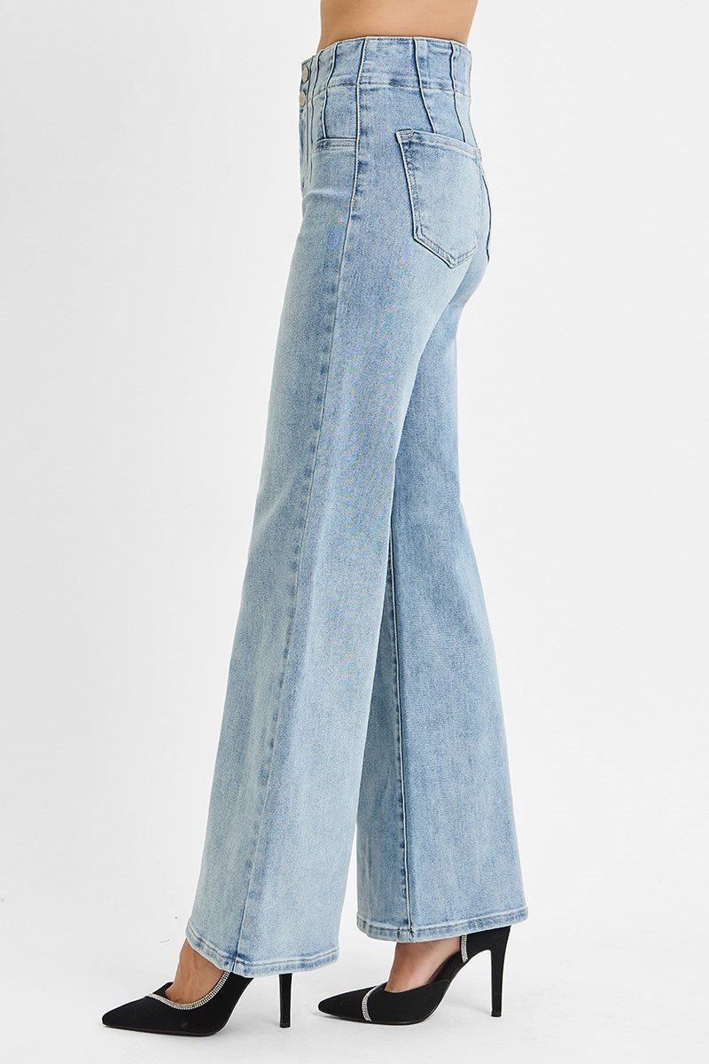 Sierra High - Rise Dart Waist Wide - Leg Jeans - MTT Collective