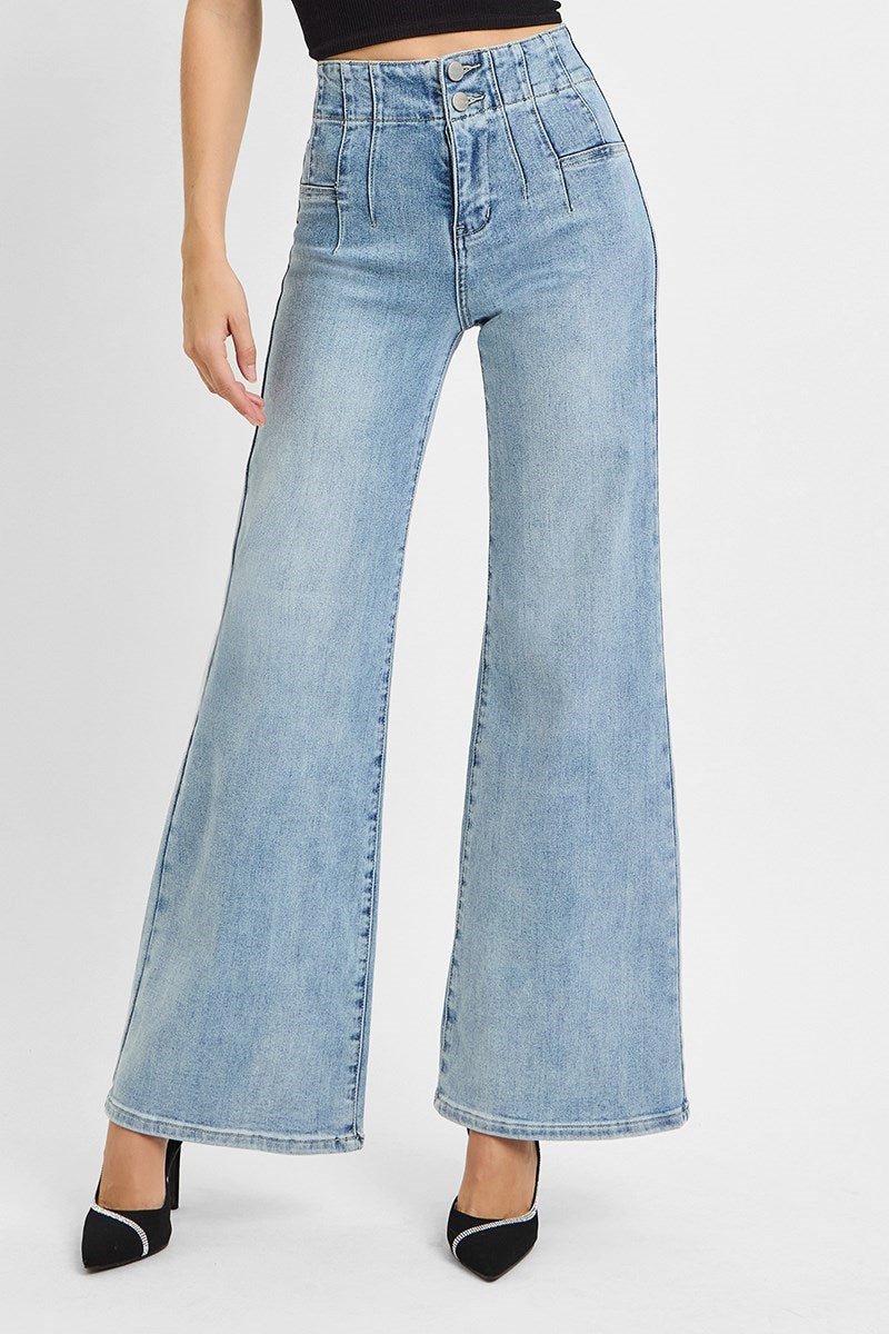 Sierra High - Rise Dart Waist Wide - Leg Jeans - MTT Collective