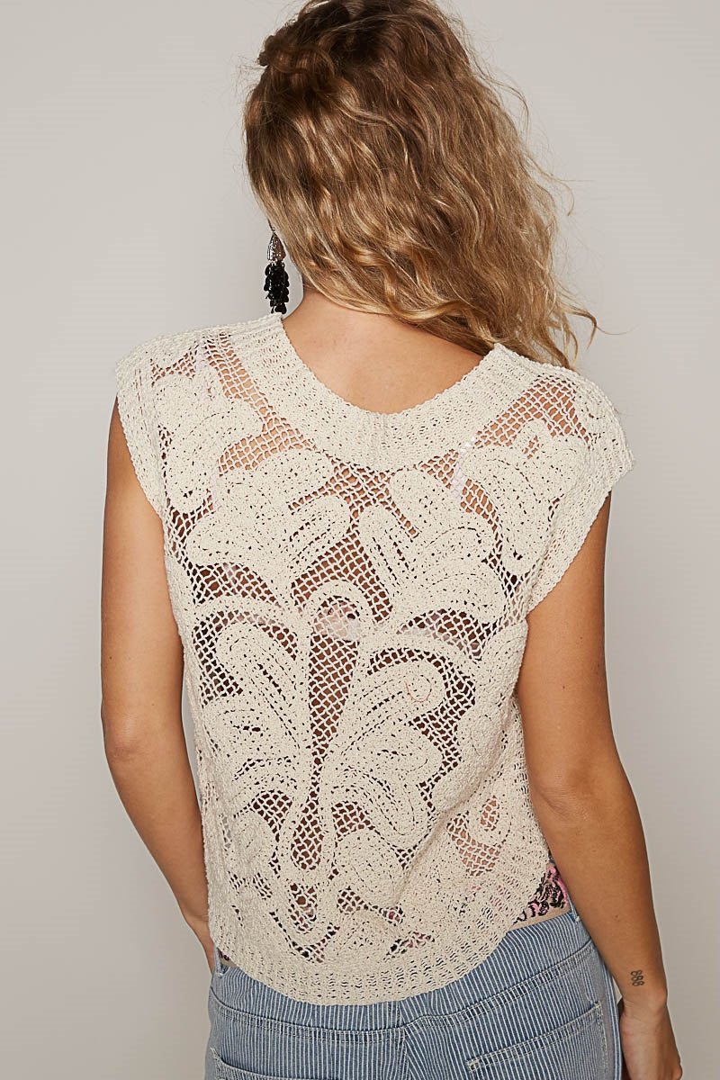 Skylar Sleeveless Solid Crochet Top - MTT Collective