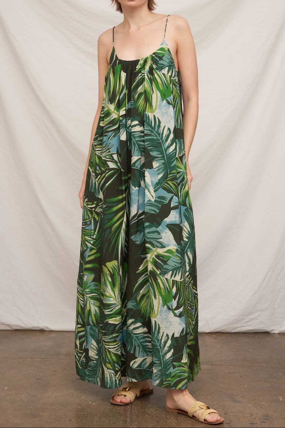 Sleeveless Cami Tropical Print Maxi Dress - MTT Collective