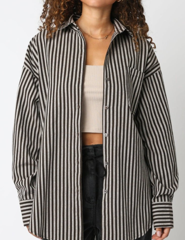 Sloane Striped Relaxed Cotton Button - Down - MTT Collective