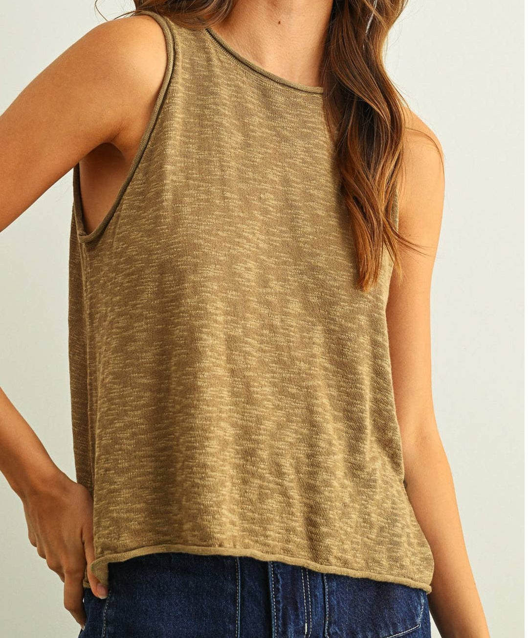 Slub Rolled Hem Sleeveless Top - MTT Collective