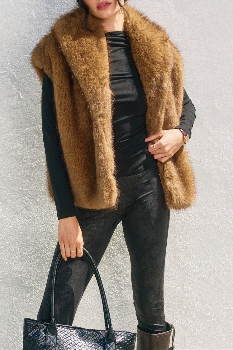 Snow Angel Collared Furry Vest - MTT Collective