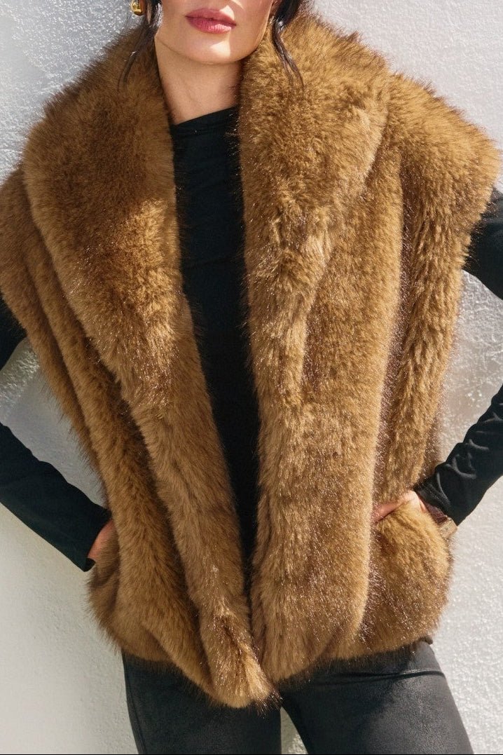 Snow Angel Collared Furry Vest - MTT Collective