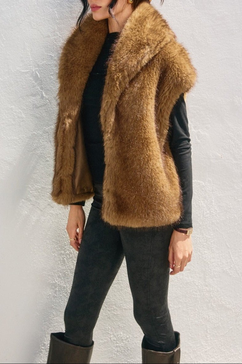 Snow Angel Collared Furry Vest - MTT Collective