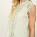 Soft Flow Lace Detail Button Front Blouse - MTT Collective