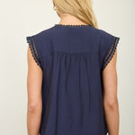 Soft Flow Lace Detail Button Front Blouse - MTT Collective
