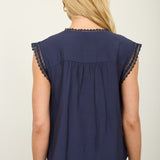 Soft Flow Lace Detail Button Front Blouse - MTT Collective