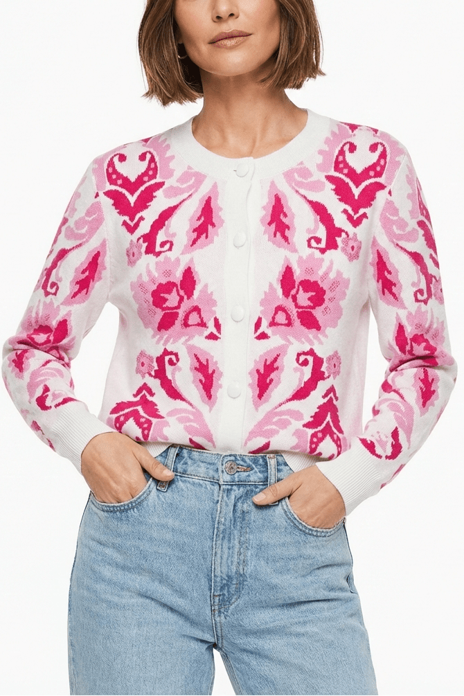 Soft Pink Floral Cardigan Sweater - MTT Collective