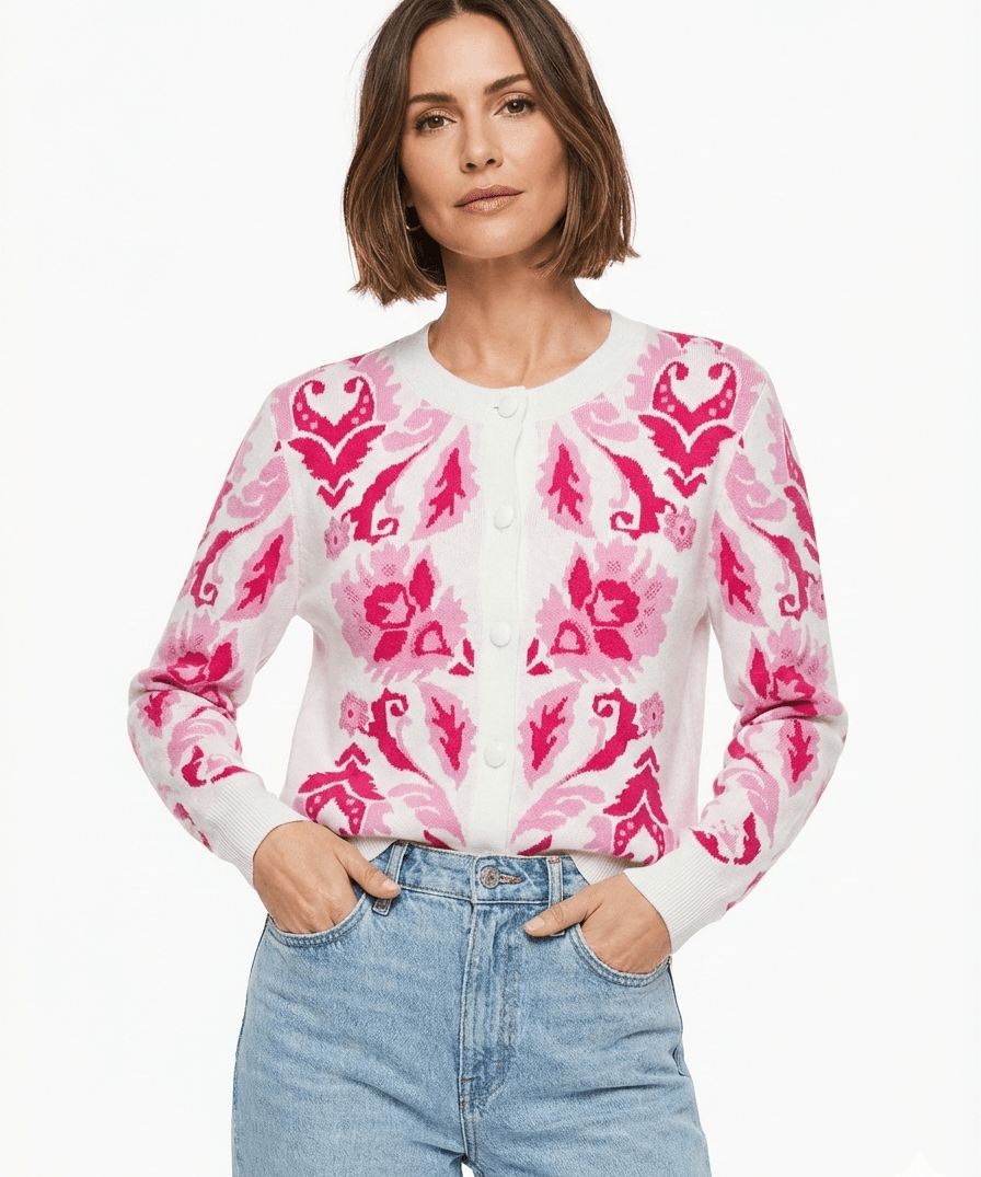 Soft Pink Floral Cardigan Sweater - MTT Collective