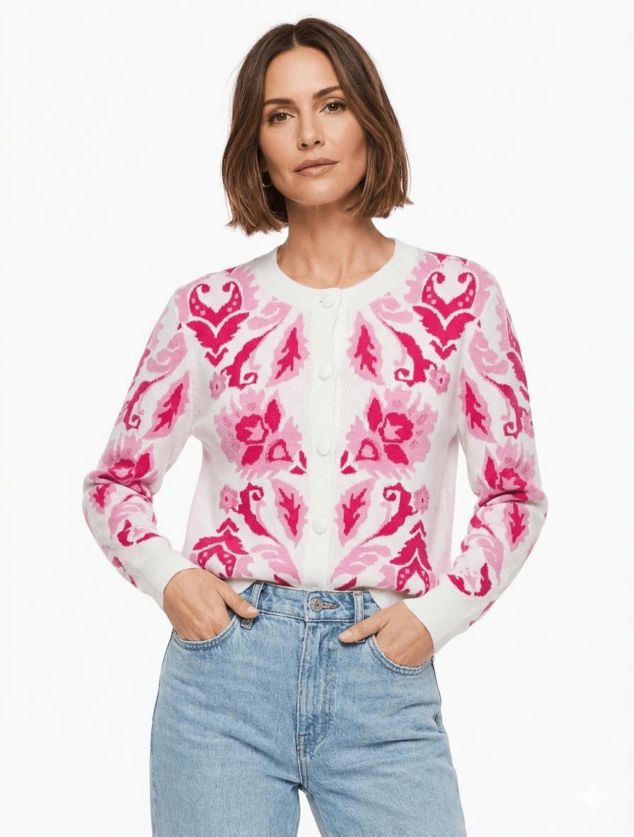 Soft Pink Floral Cardigan Sweater - MTT Collective
