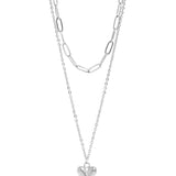 Sonya Paperclip Layered Heart Charm Necklace - MTT Collective