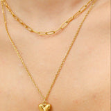 Sonya Paperclip Layered Heart Charm Necklace - MTT Collective