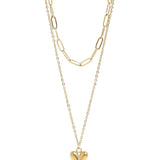 Sonya Paperclip Layered Heart Charm Necklace - MTT Collective