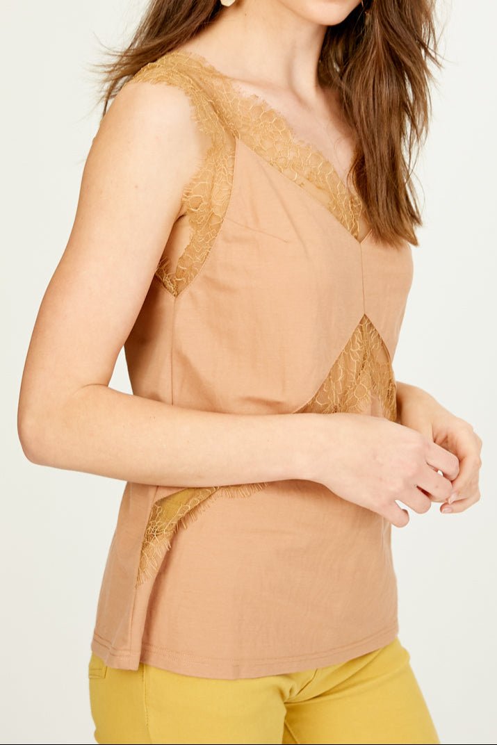 Sophia Eyelash Lace V - Neck Cami Top - MTT Collective