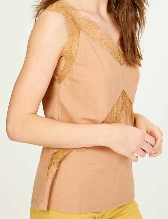 Sophia Eyelash Lace V - Neck Cami Top - MTT Collective