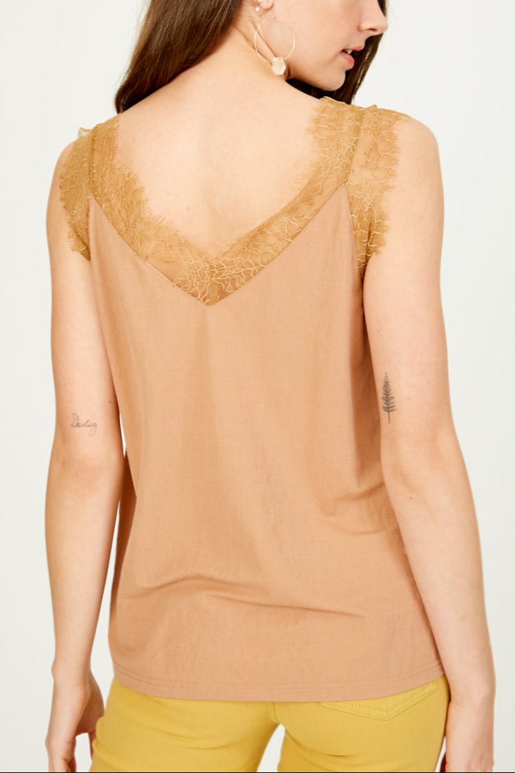 Sophia Eyelash Lace V - Neck Cami Top - MTT Collective