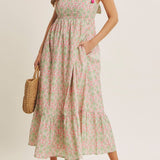Spring Garden Bow - Back Cotton Midi Dress - MTT Collective