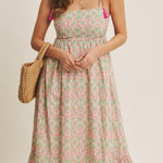 Spring Garden Bow - Back Cotton Midi Dress - MTT Collective