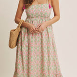 Spring Garden Bow - Back Cotton Midi Dress - MTT Collective