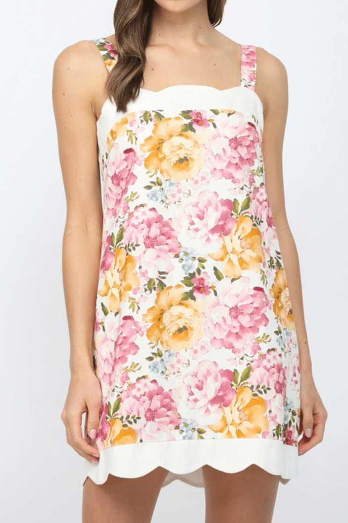 Stacey Floral Scalloped Mini Dress - MTT Collective