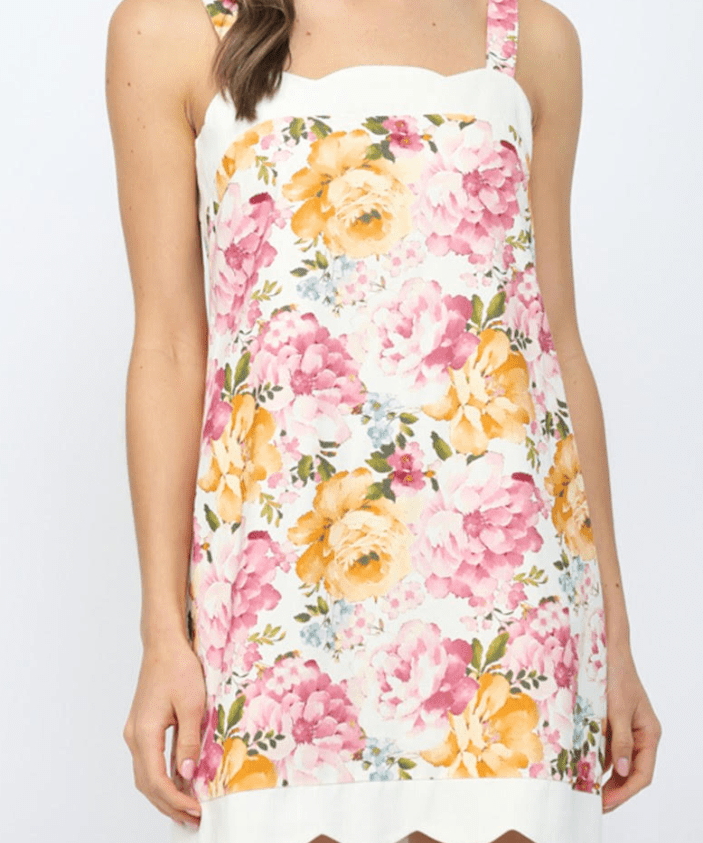 Stacey Floral Scalloped Mini Dress - MTT Collective