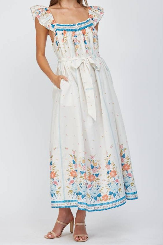 Stefani Ruffle Shoulder Strap Maxi Dress - MTT Collective