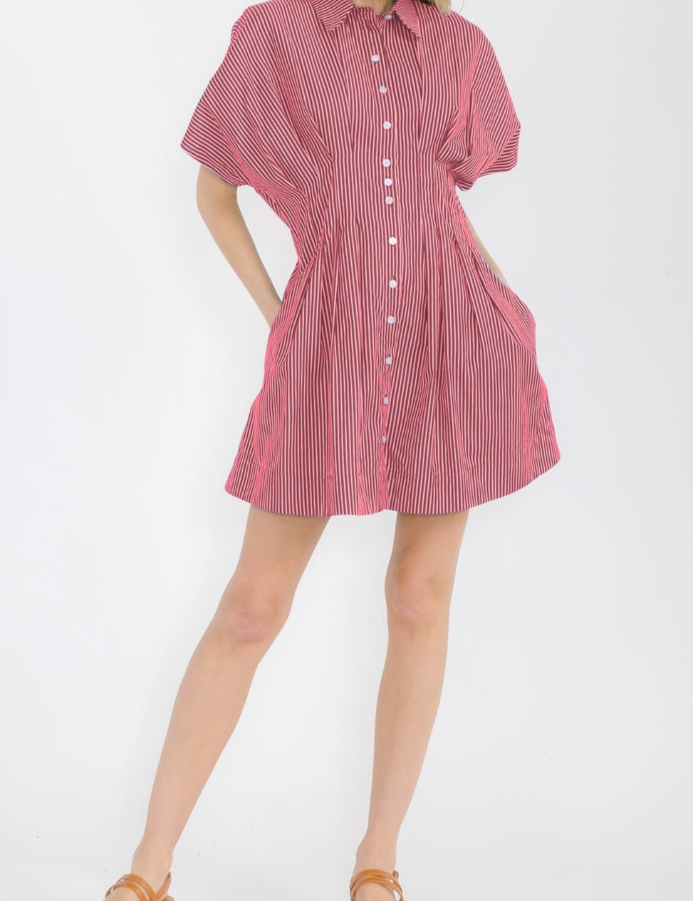 Stella Stripe Pleated Shirt Dress - MTT Collective