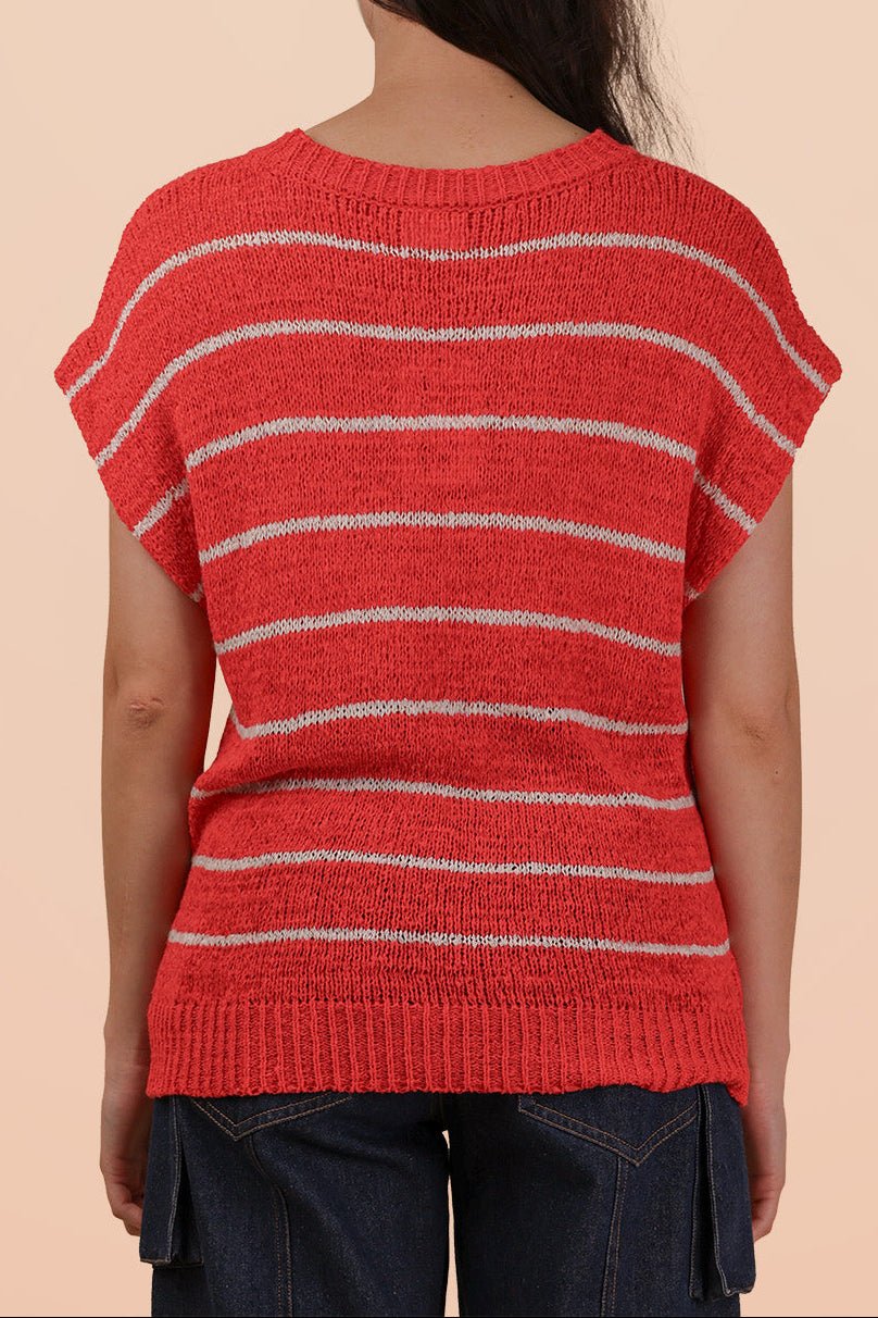 Striped Knit Sweater Vest Top - MTT Collective