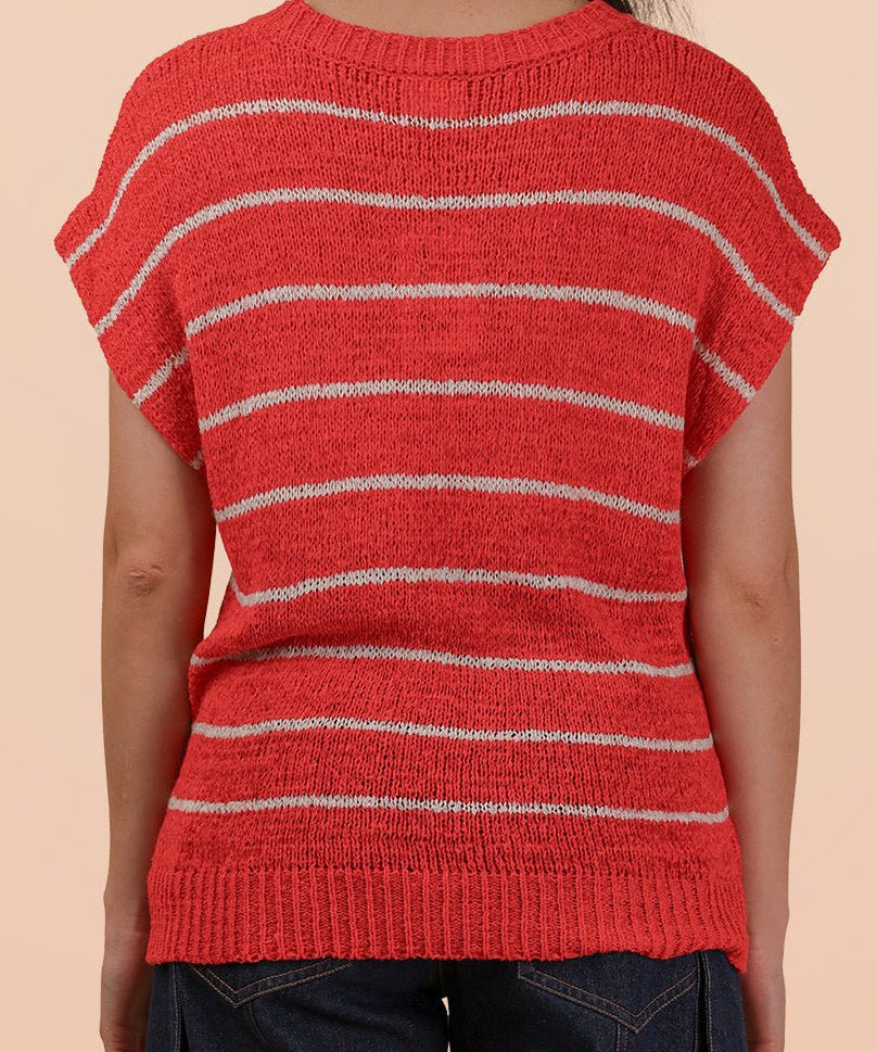 Striped Knit Sweater Vest Top - MTT Collective