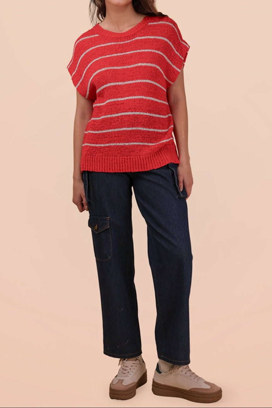 Striped Knit Sweater Vest Top - MTT Collective