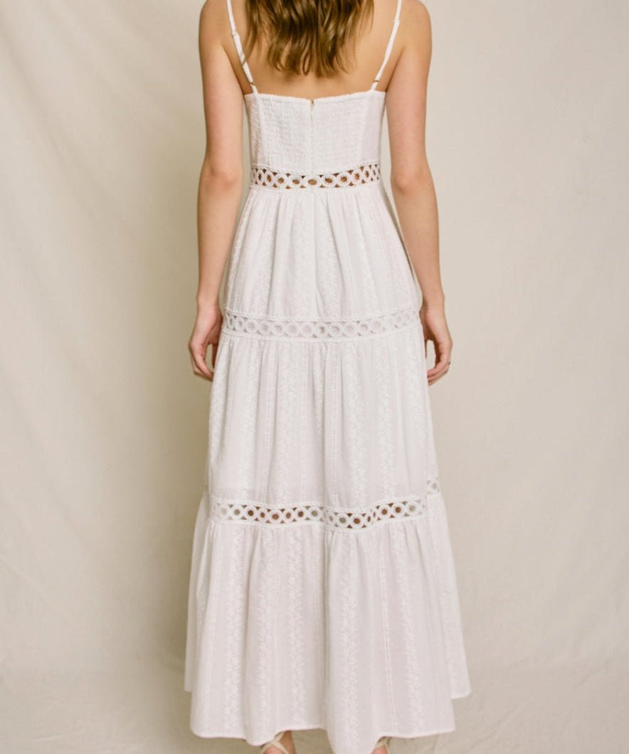 Sunbeam Eyelet Lave Inset Tiered Maxi Dress - MTT Collective
