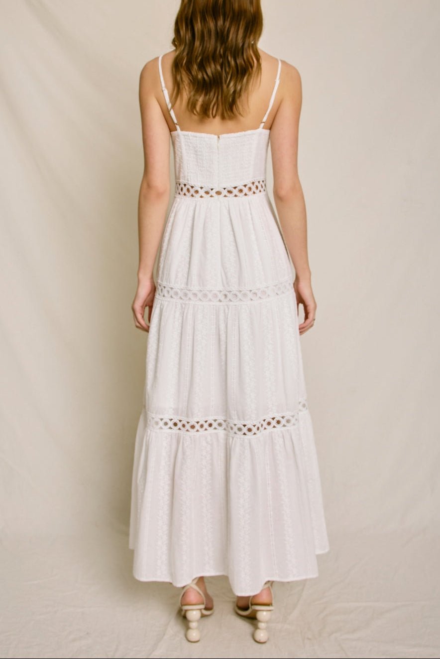 Sunbeam Eyelet Lave Inset Tiered Maxi Dress - MTT Collective