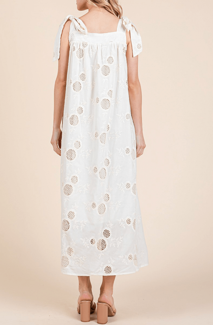 Sunflower Eyelet Lace Midi Sundress - MTT Collective