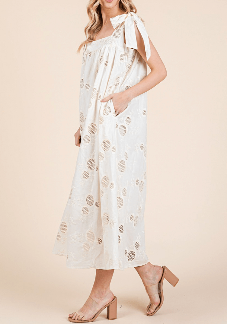 Sunflower Eyelet Lace Midi Sundress - MTT Collective