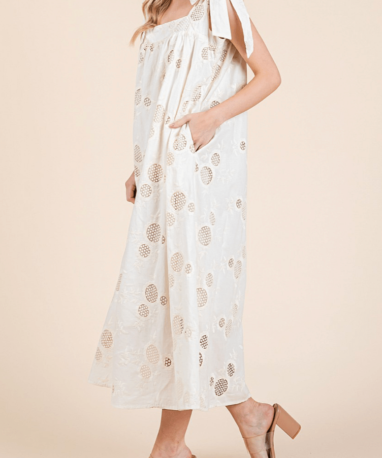 Sunflower Eyelet Lace Midi Sundress - MTT Collective